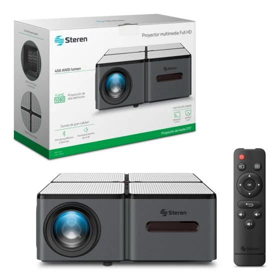 Proyector multimedia Full HD de 14 000 lúmenes con función espejo y Bluetooth